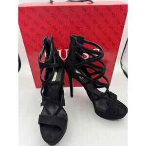 NEW GUESS Platform Sandals Black High Heels Kadani Size 8.5 Womens Shoes In Box